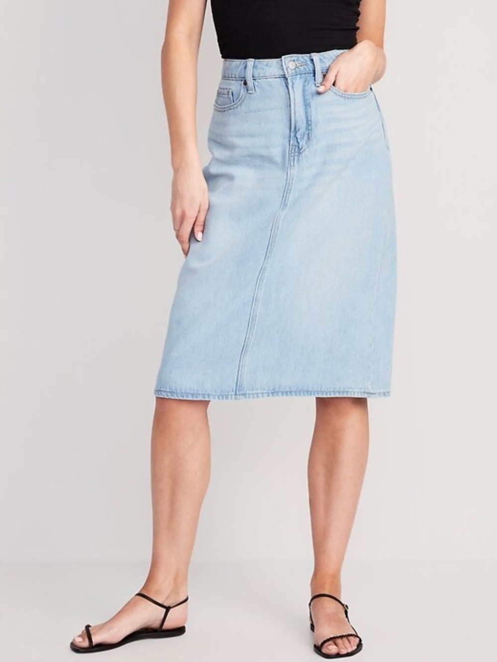 Extra High-Waisted A-Line Midi Jean Skirt | Old Navy